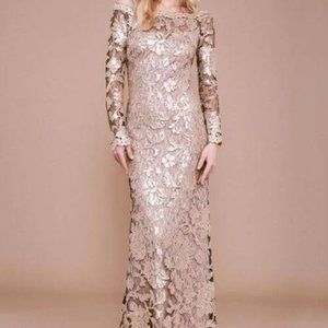 Tadashi Shoji Ophelia Long-Sleeve Metallic Embroid